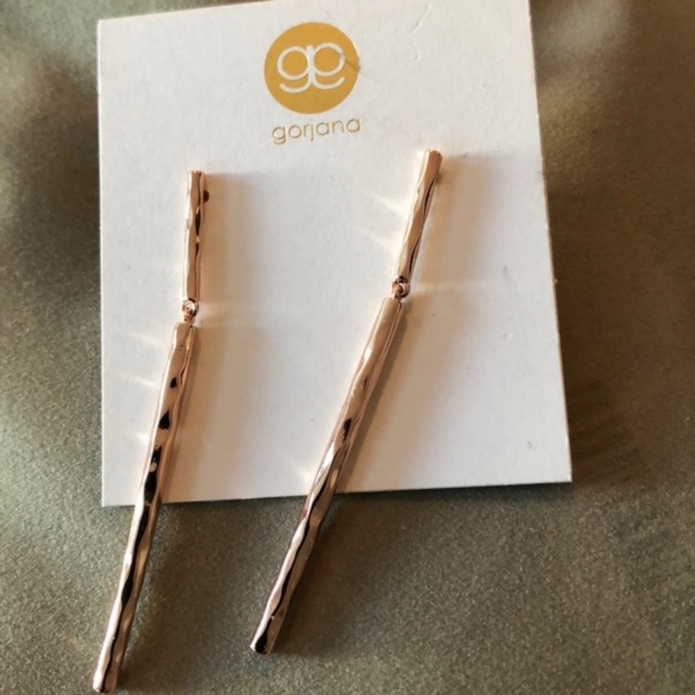 GORJANA Rose Gold hammered Stick Earrings